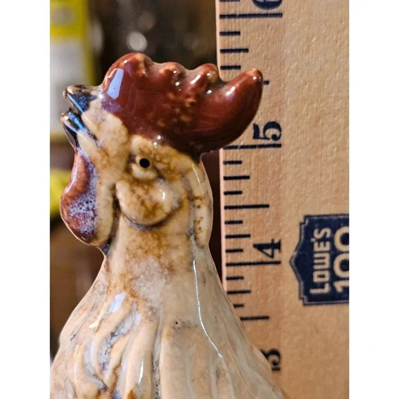 Hand-Crafted Glazed Ceramic Rooster Figurine Farmhouse Kitchen - Picture 8 of 9